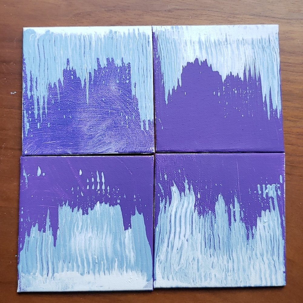 Original Hand-Painted Wall Art !!SET OF FOUR!!- Acrylic on Canvas Board